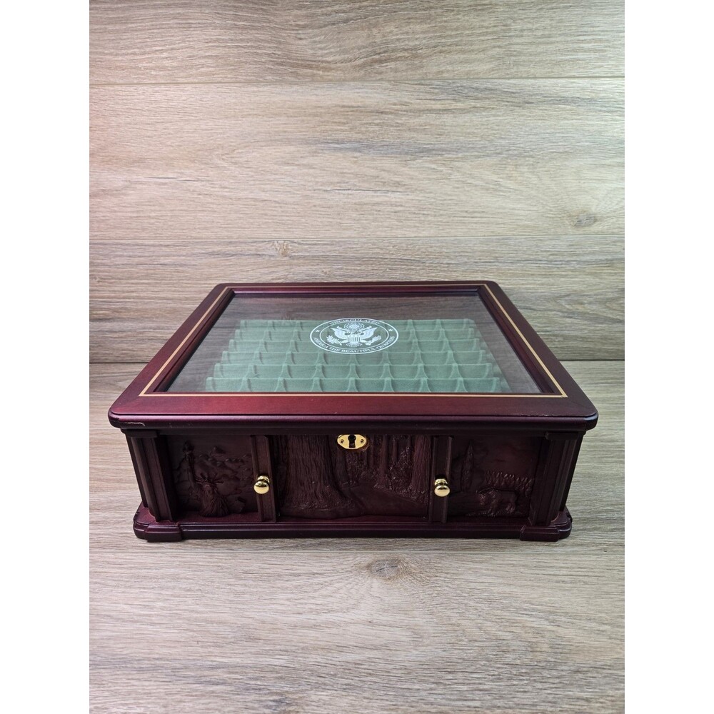 U.S. State Quarters Never Circulated Wood Display Box with Drawer (No Keys!)
